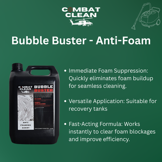 Image 1 Alt Text:
Foam buildup inside carpet cleaning recovery tank

Image 2 Alt Text:
Professional carpet extraction machine recovery tank system

Image 3 Alt Text:
Anti foaming solution being added to extraction recovery tank

Image 4 Alt Text:
Carpet cleaning machine maintenance preventing foam overflow